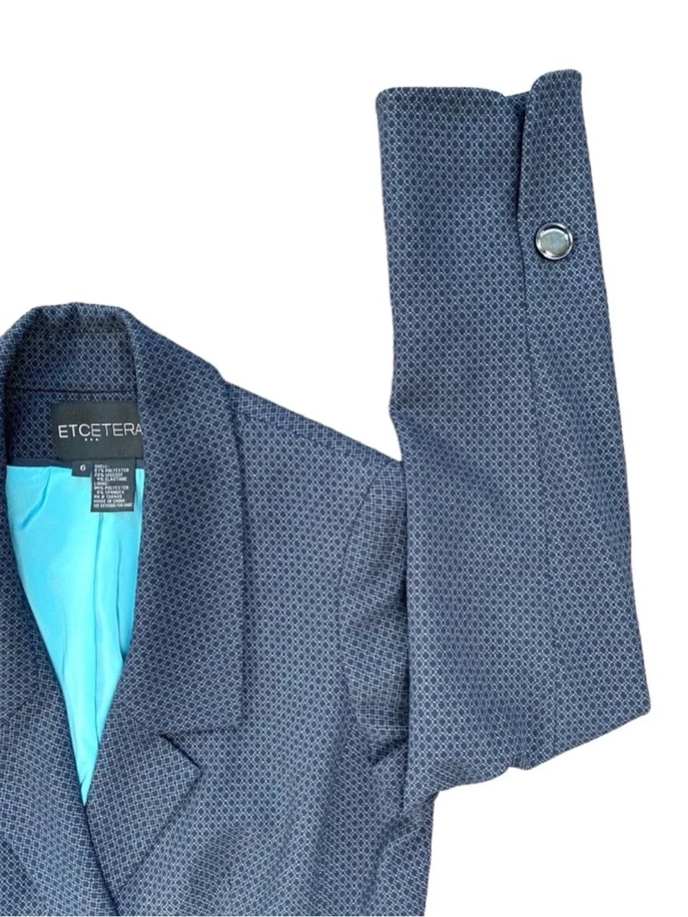 Etcetera Navy Micro-Print Blazer with Turquoise Lining